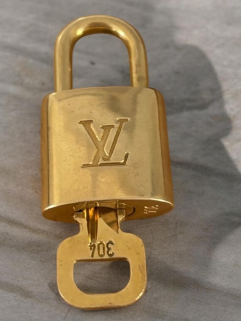 Louis Vuitton Brass Gold Tone Padlock with Key Vintage